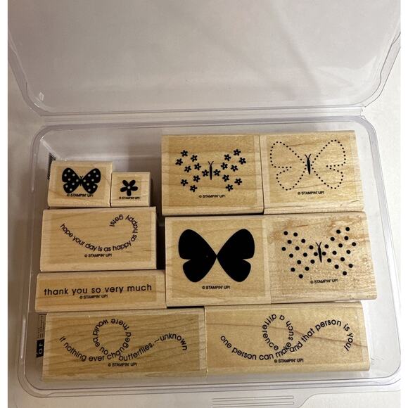 Stampin' Up! Other - Stampin Up Set of 10 Flight of the Butterfly‎ Wood Stamps Whimsical Positivity